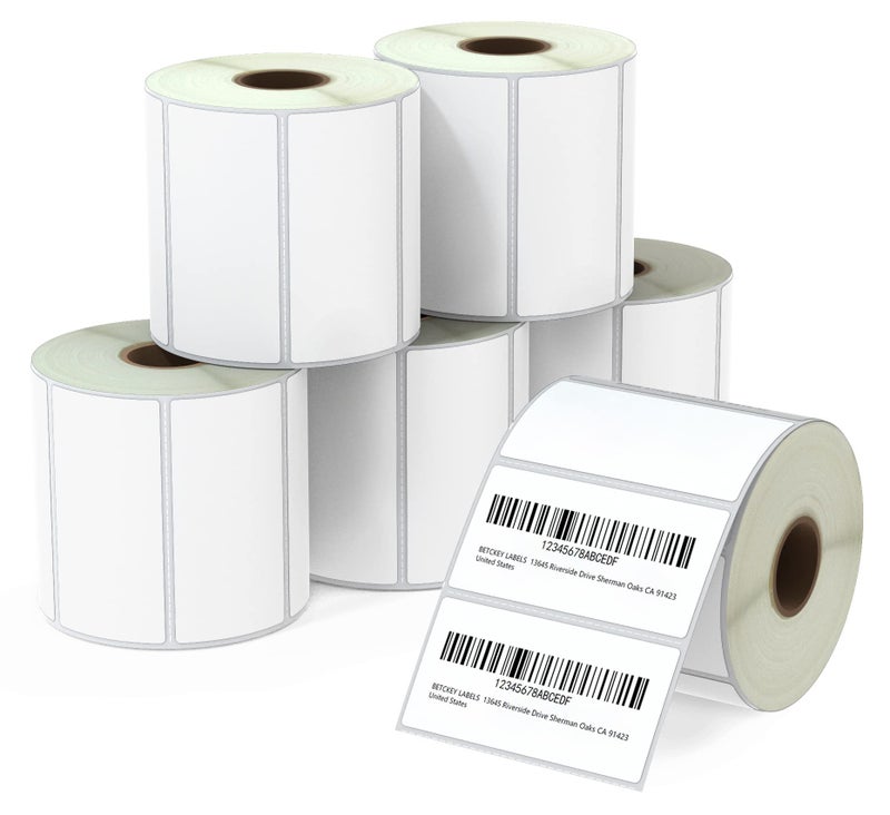 BETCKEY - 3" x 1.5" (76 mm x 38 mm) Barcode Shipping & Address Labels Compatible with Zebra & Rollo Label Printer,Premium Adhesive & Perforated [6 Rolls, 5700 Labels] - Image 1